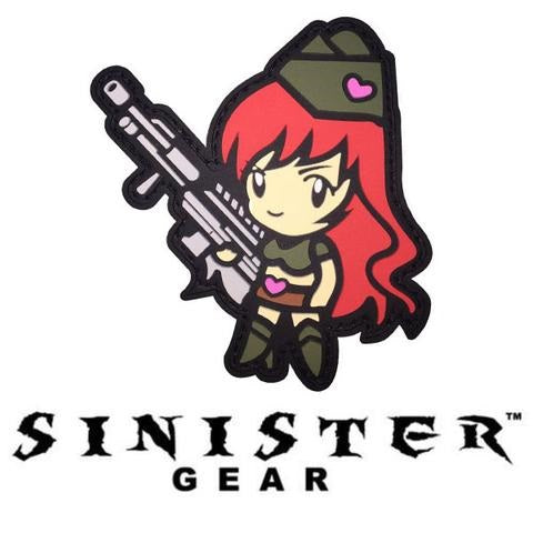 Sinister Gear PVC Patch - Girl with Gun - Olive Drab